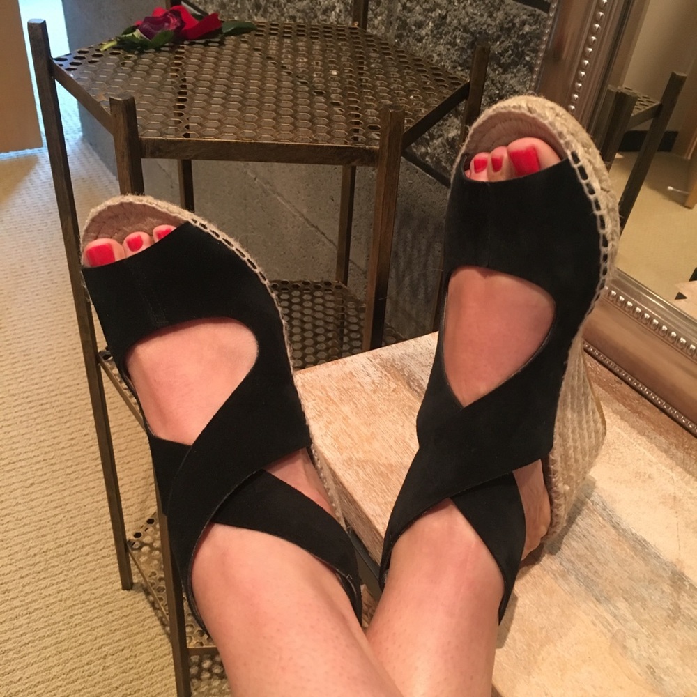 Bettye Muller Black Leather Wedge